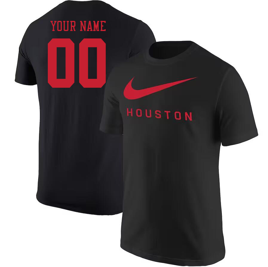 Custom Houston Cougars Name And Number College Tshirt-Black